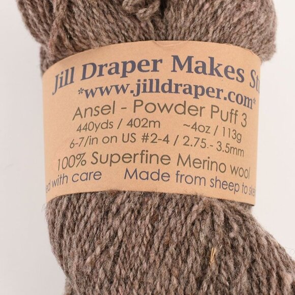 Jill Draper Makes Stuff Ansel Yarn Merino Wool Powder Puff Brown - Picture 3 of 3